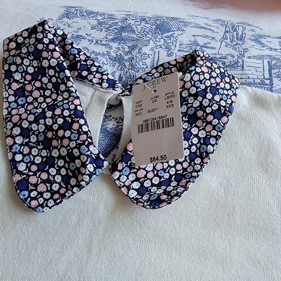 J. Crew Cream Sweater with Floral Collar Size XXS - Picture 5 of 6